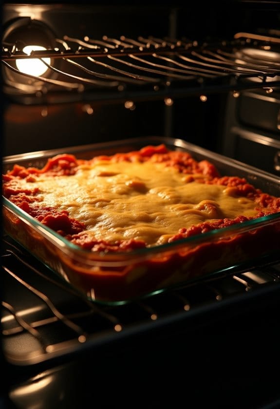 baking the delicious lasagna