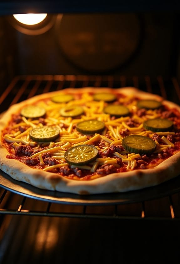 baking the prepared pizza