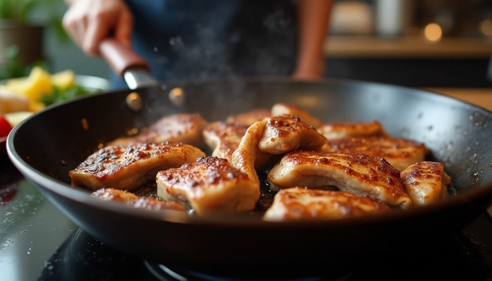 begin meat cooking process