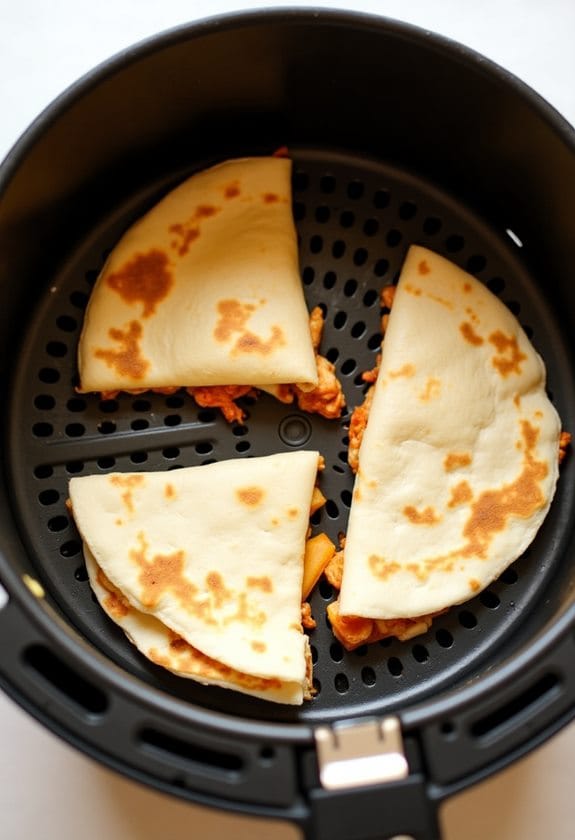 begin quesadilla cooking process
