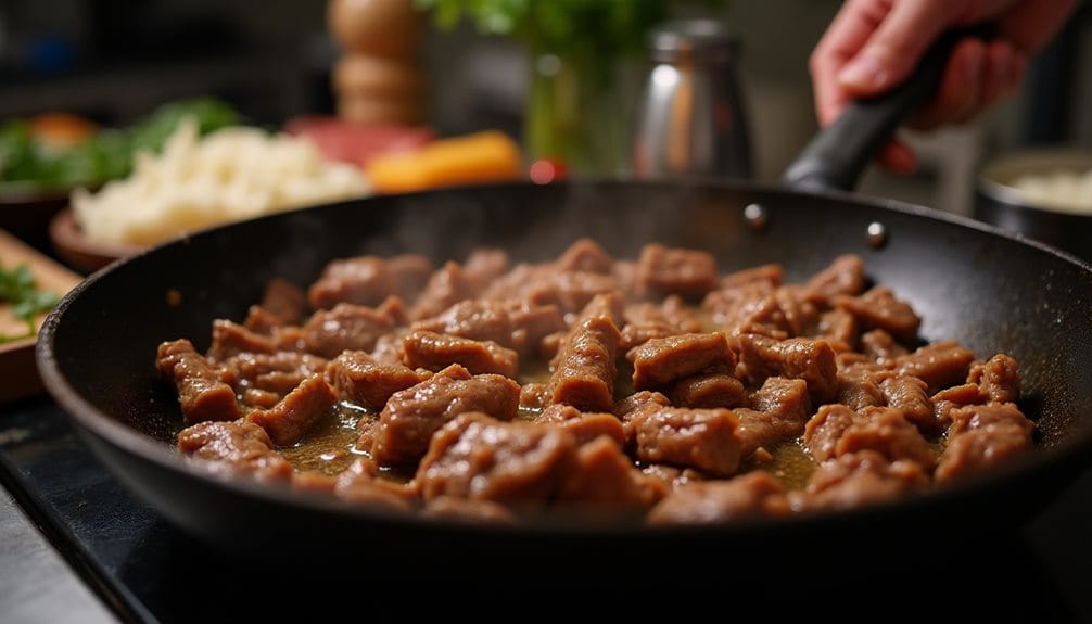 browning beef strips process