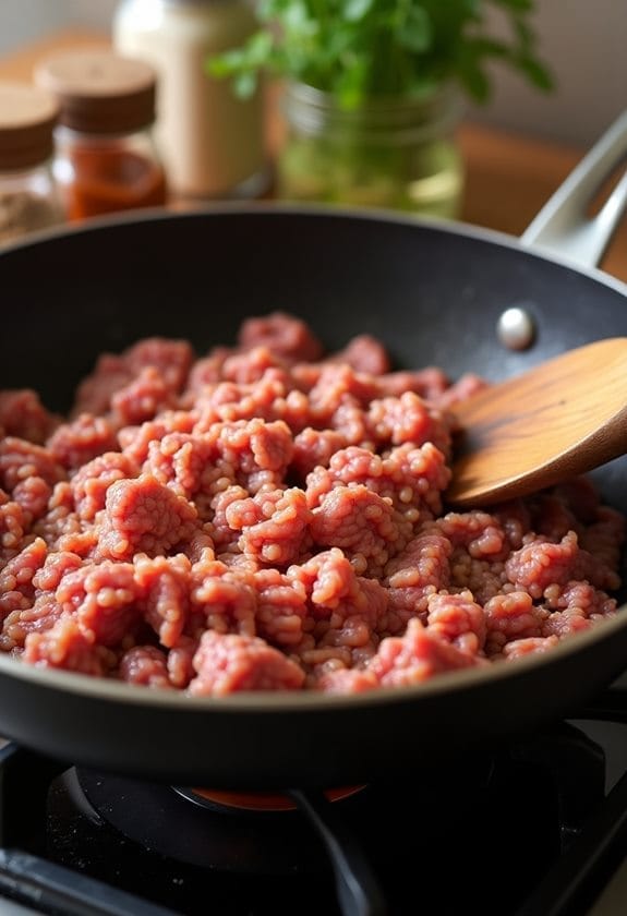 browning ground meat process