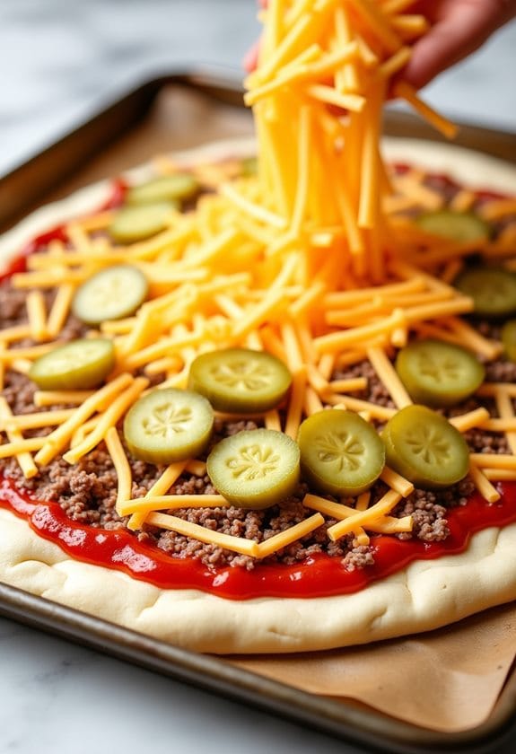 cheese and toppings added
