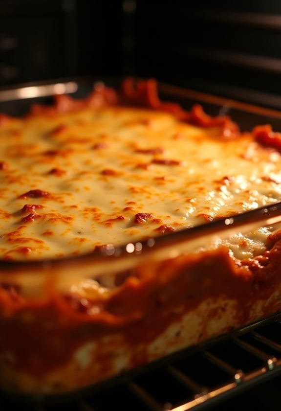cheese melting and browning