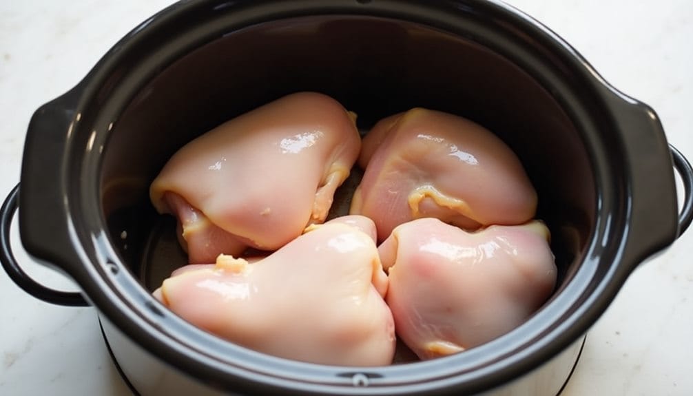 chicken positioned in cooker