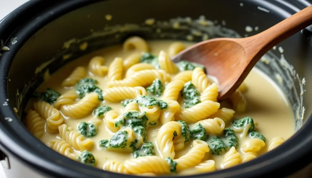 combine pasta with sauce