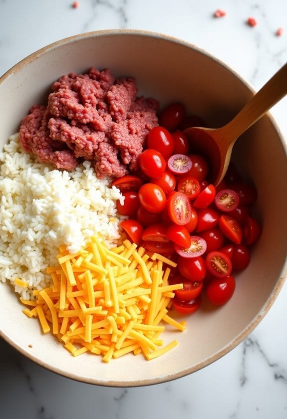 combine stuffing ingredients together