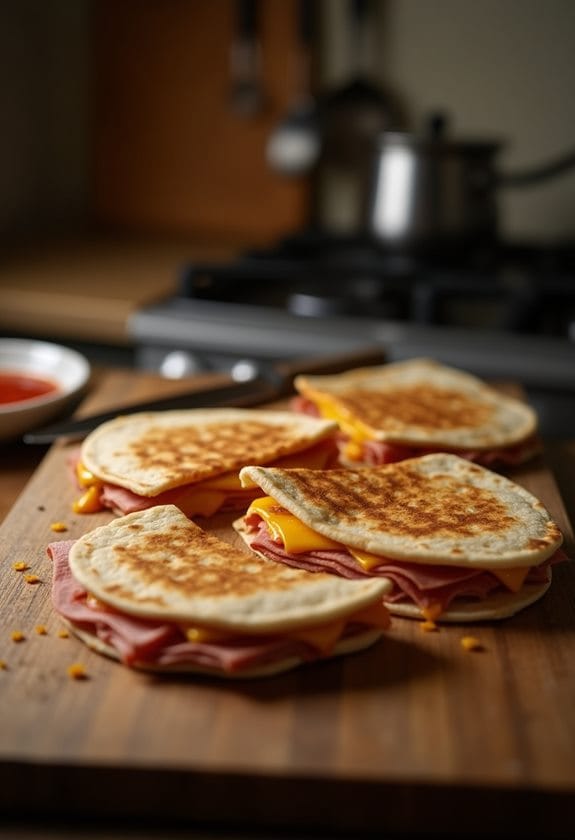 cutting and serving quesadillas