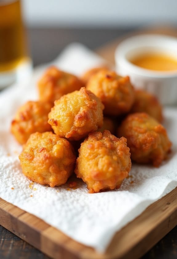 draining fried chicken bites