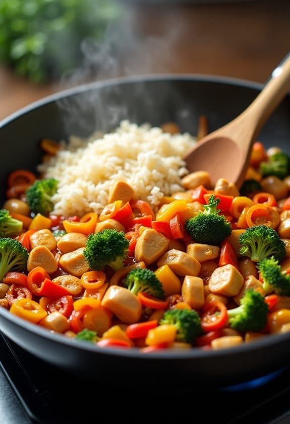 final stir fry assembly process