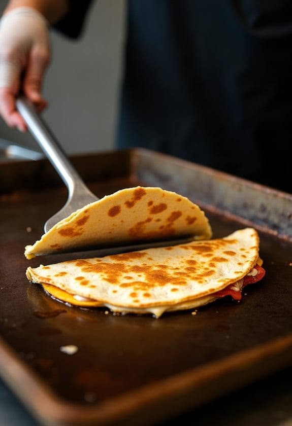 flip the quesadilla carefully