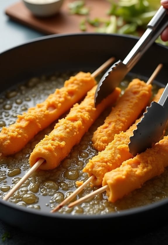 frying waffle coated chicken delight