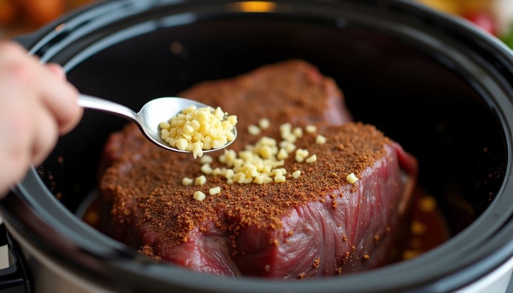 garlic application on meat