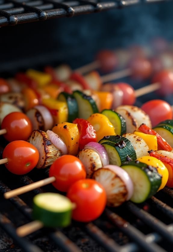 grilling marinated vegetables stage