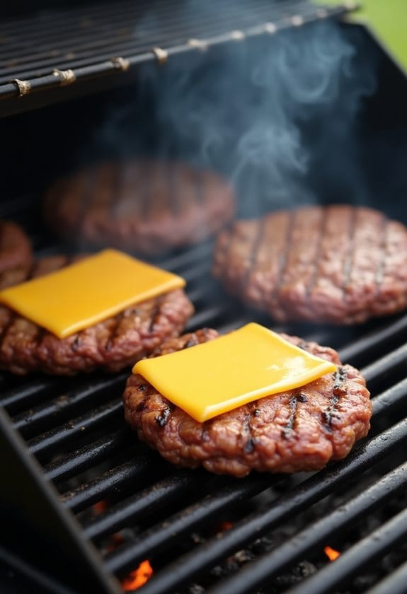 grilling patty melting cheese