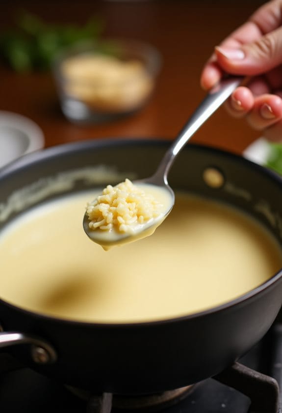 incorporating garlic into cream