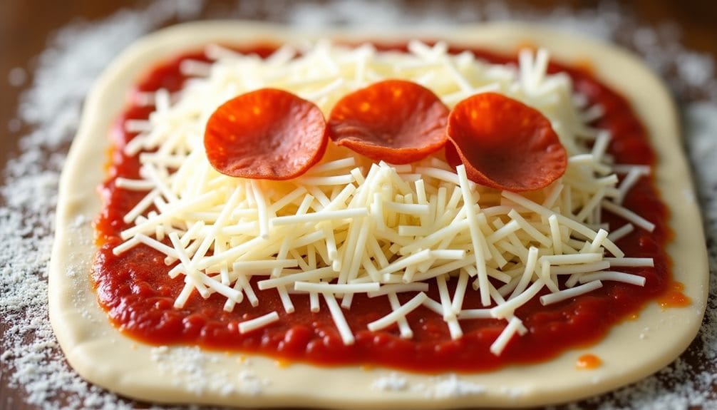 layer cheese and pepperoni