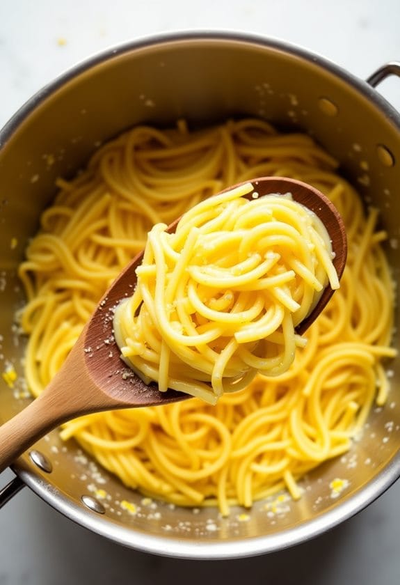 lemon butter pasta mixing