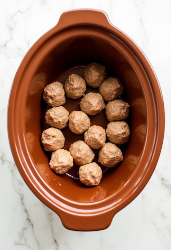 meatballs arranged in cooker