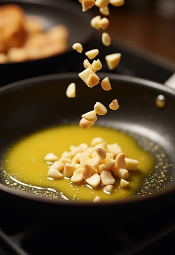 melt butter saut garlic