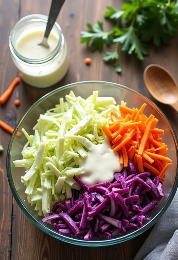 mix coleslaw and dressing