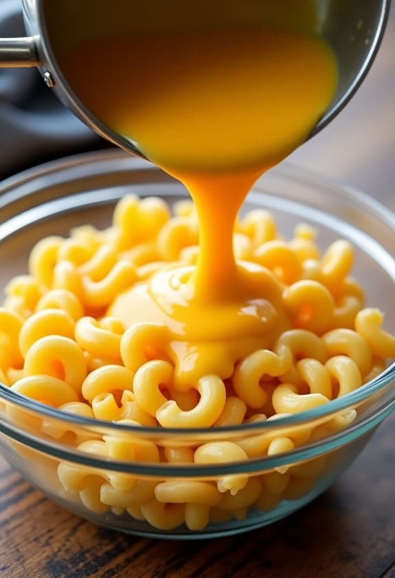 mixing pasta with cheese