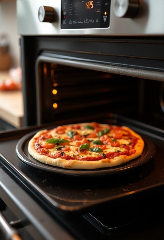 oven preheating process begins