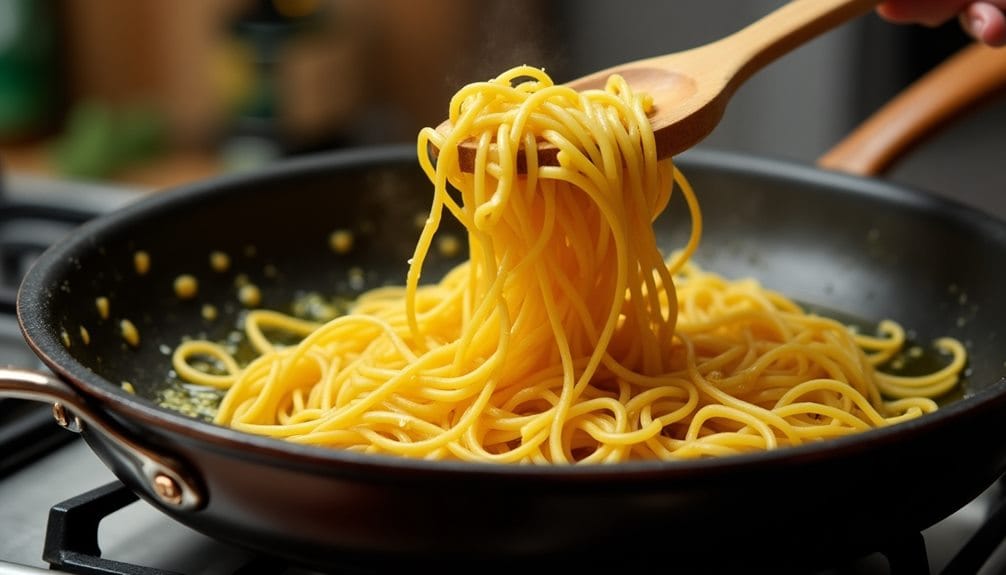 pasta combined with garlic oil