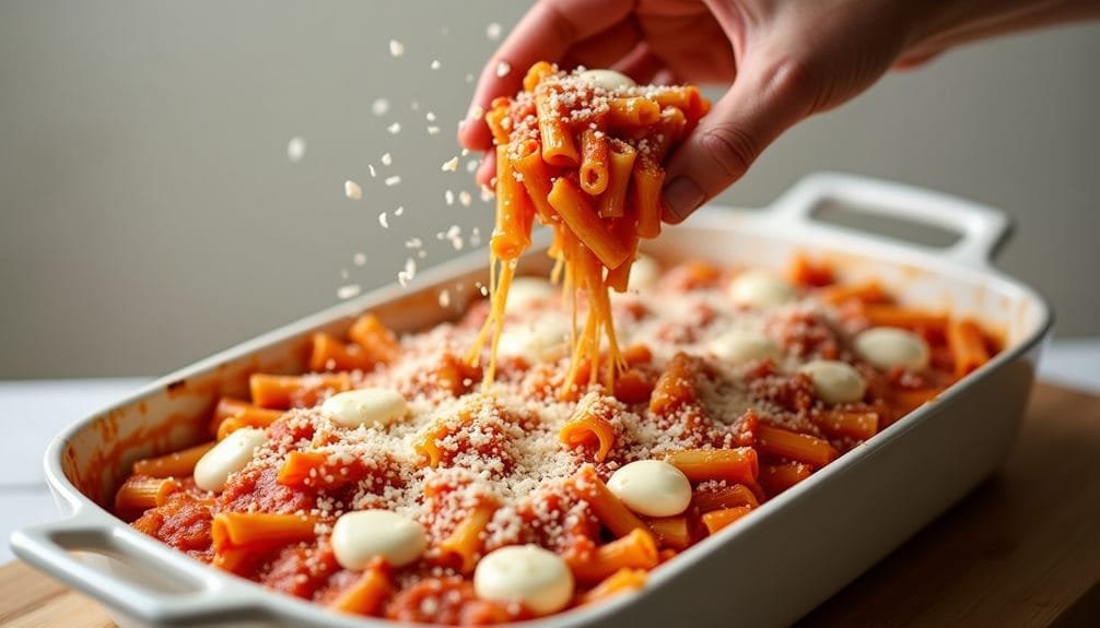 pasta transfer cheese topping