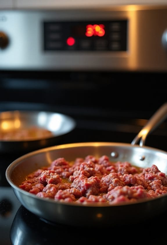 preheat and brown beef