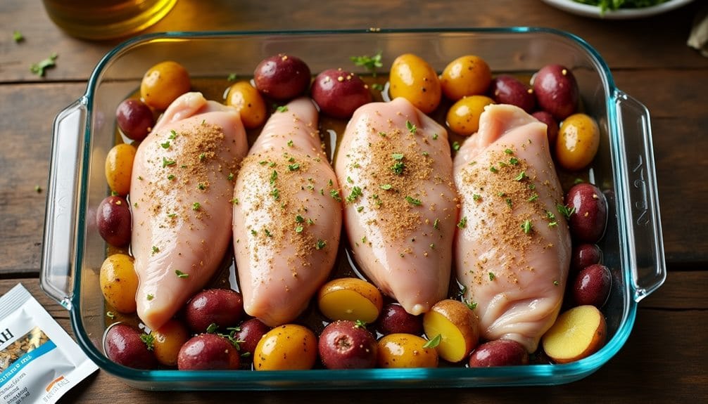 prepare chicken and potatoes