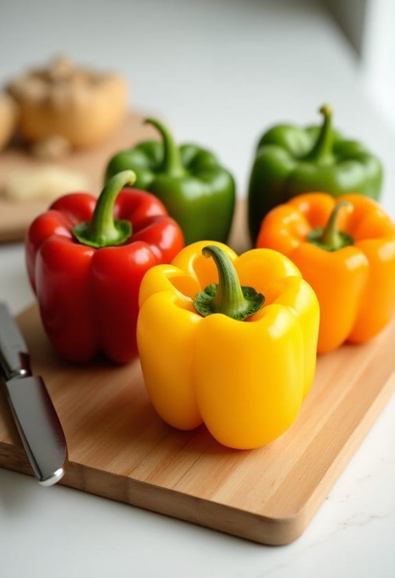 preparing bell peppers carefully