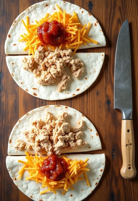 quesadilla fillings arrangement step
