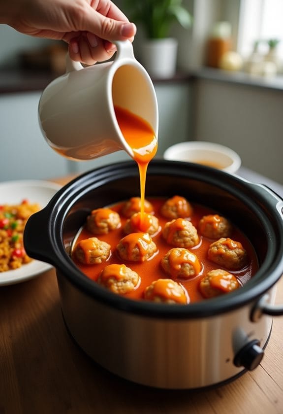 sauce drizzled on meatballs