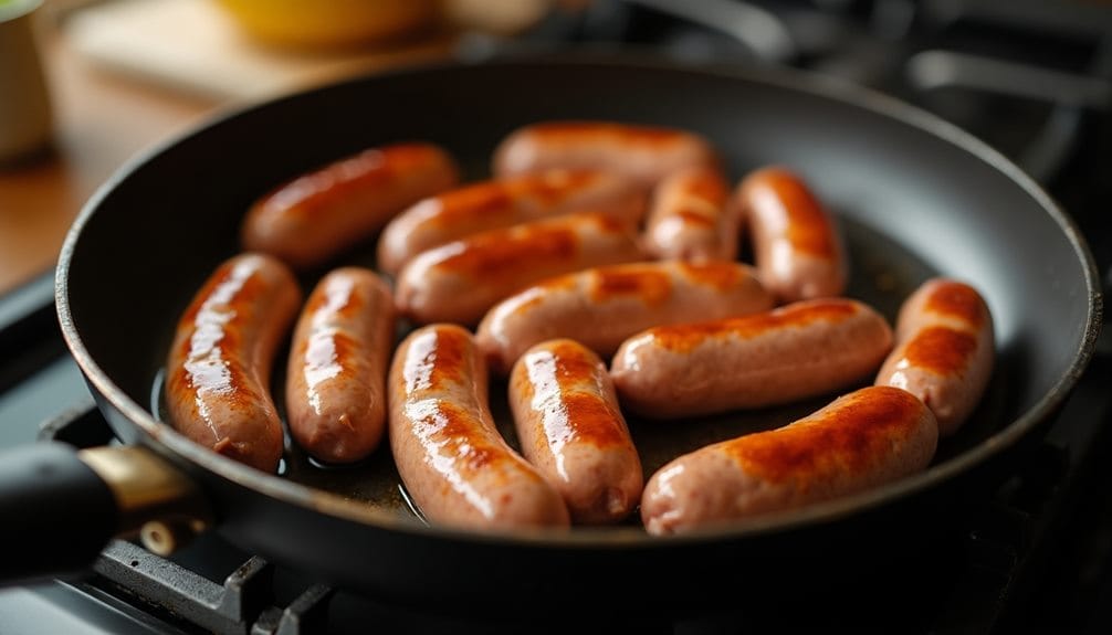 sausage cooking process begins