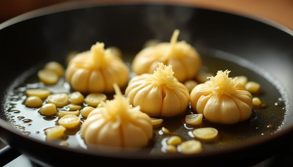 saut garlic in oil