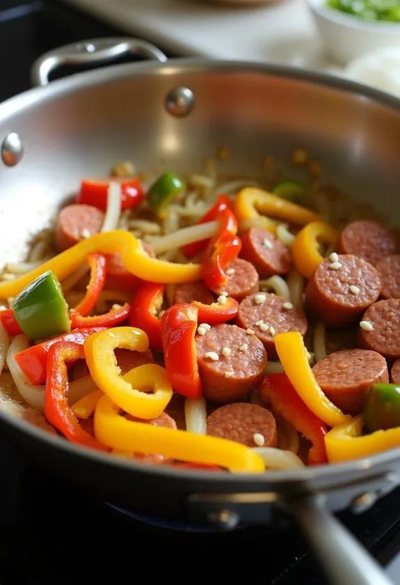 saut ing peppers and onions