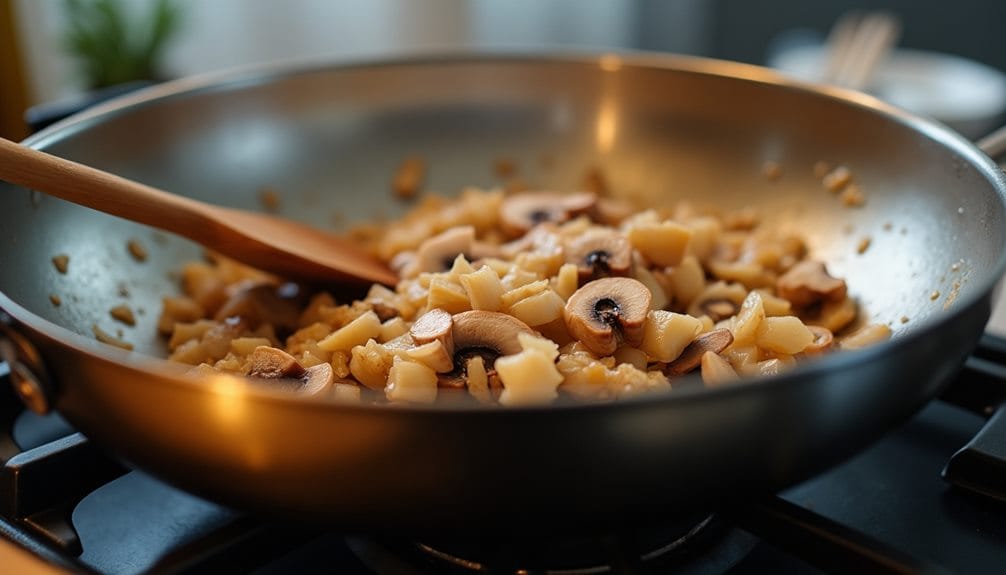 saut onions and mushrooms
