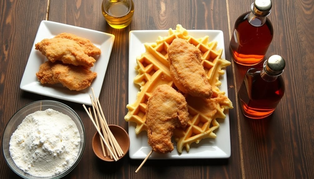 savory waffle chicken skewers