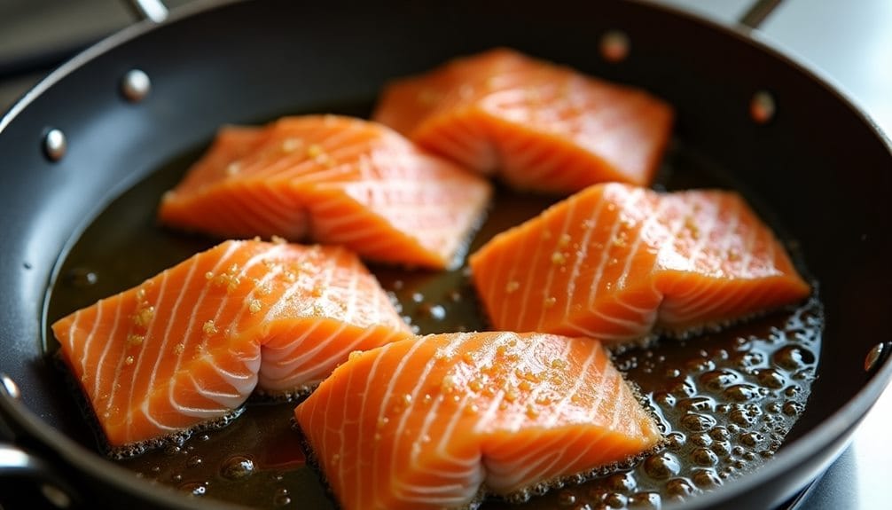 searing salmon in oil