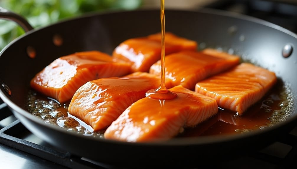 simmer salmon with teriyaki