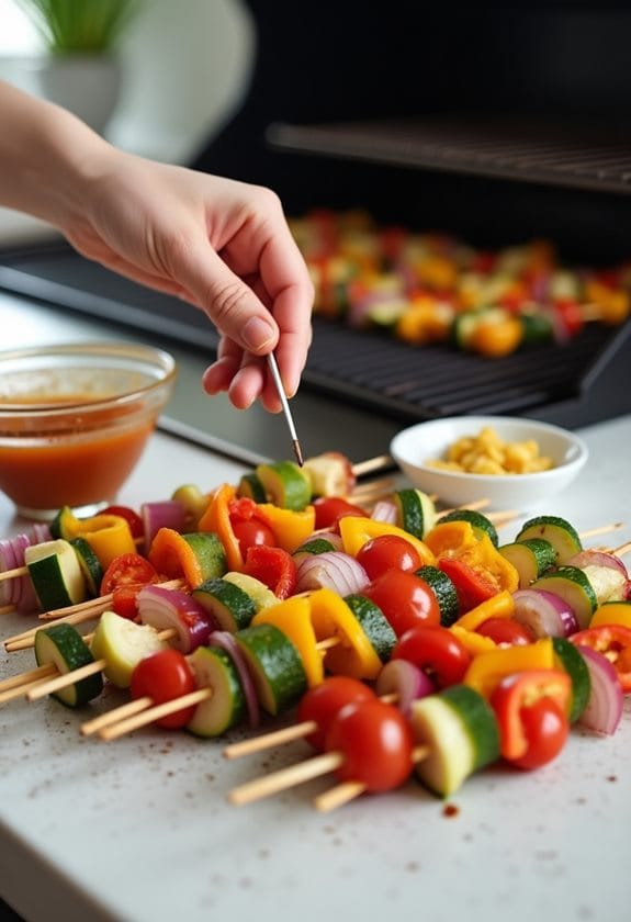 skewer and grill vegetables