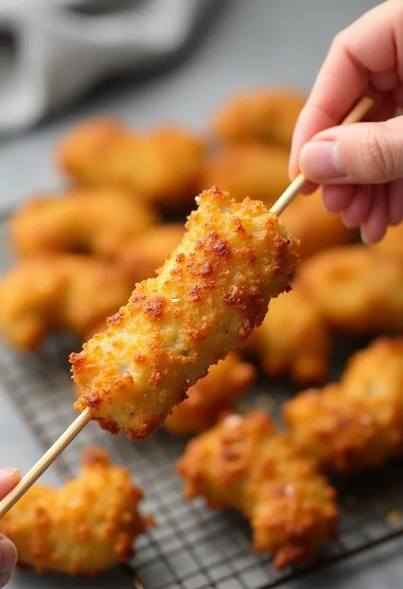 skewering baked chicken nuggets