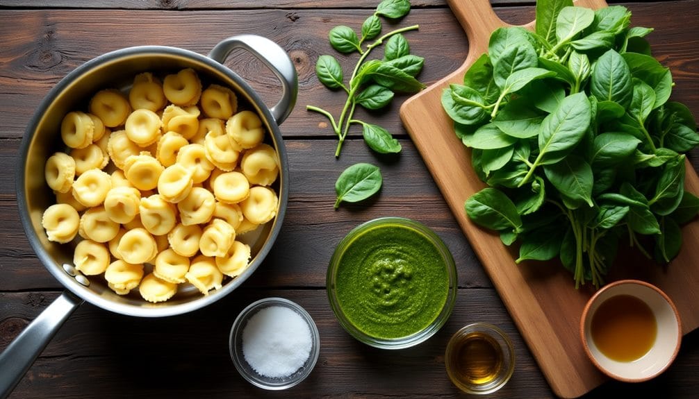 spinach pesto tortellini dish