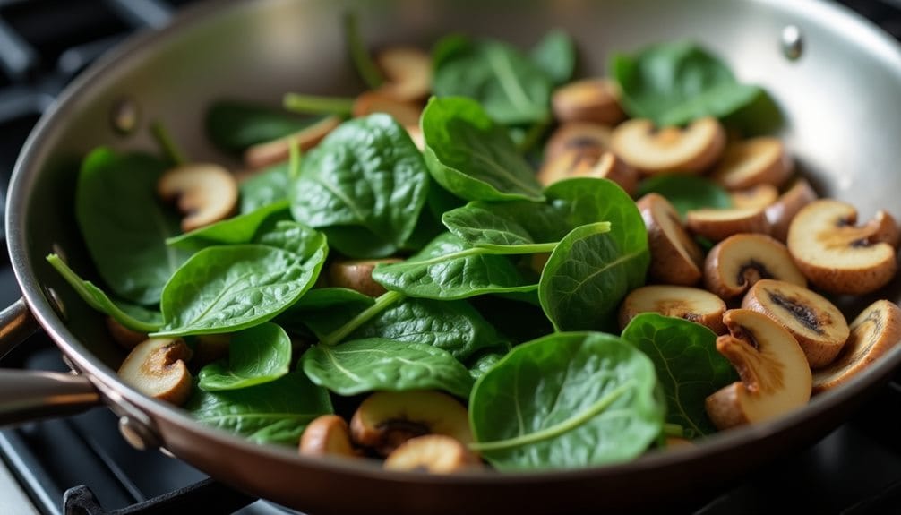 wilting the spinach process