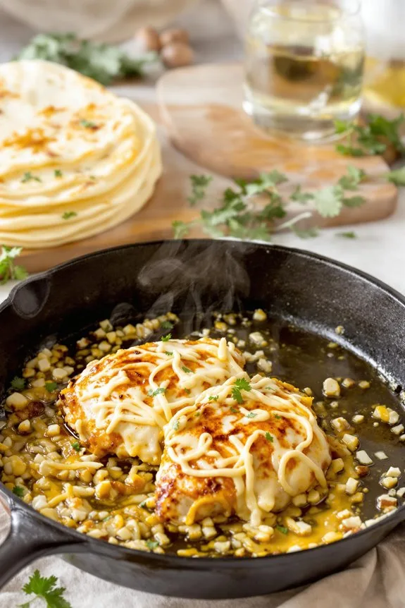 cheesy garlic chicken wraps
