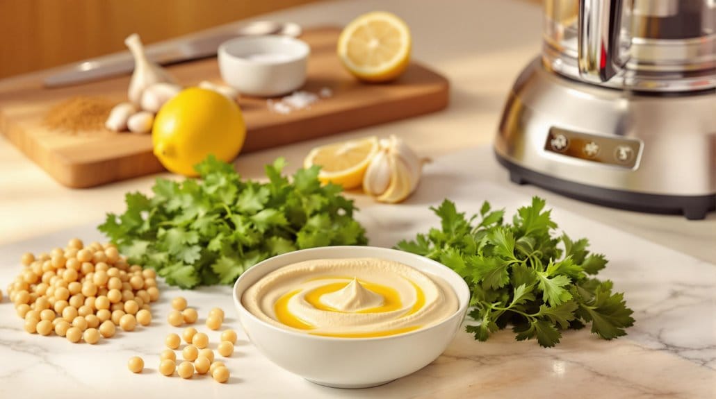 combine ingredients for hummus