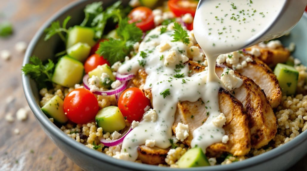 drizzle tzatziki sauce generously