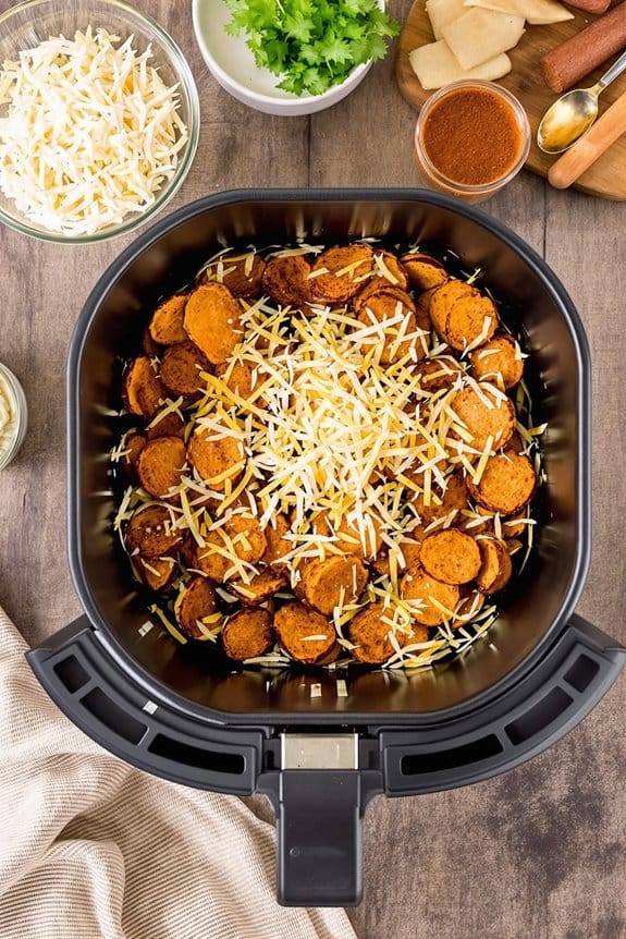add cheese and spices