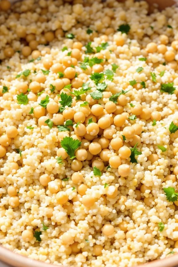 add chickpeas and herbs
